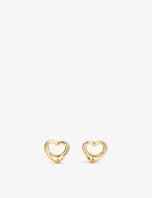 Tiffany & Co Gold Elsa Peretti Open Heart Stud Earrings