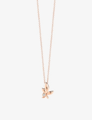 Tiffany & Co Rose Gold Paloma Picasso Olive Leaf 18ct Rose-gold And 0.01ct Diamond Necklace