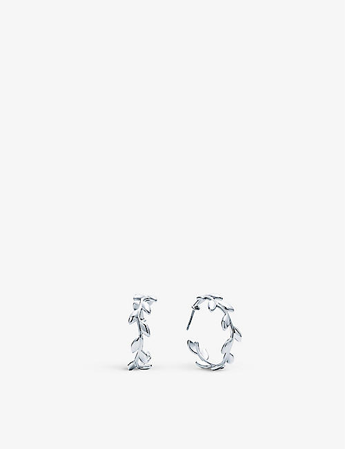 TIFFANY & CO: Paloma Picasso Olive Leaf sterling silver hoop earrings