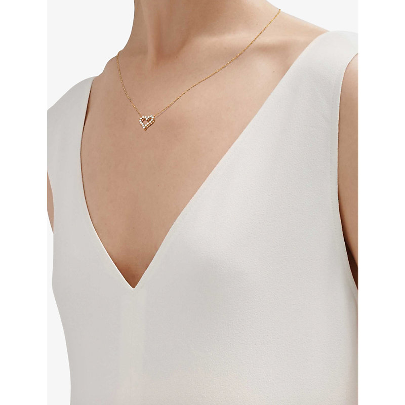 Shop Tiffany & Co Womens Gold Hearts 18ct Yellow-gold And 0.25ct Diamond Melee Pendant Necklace