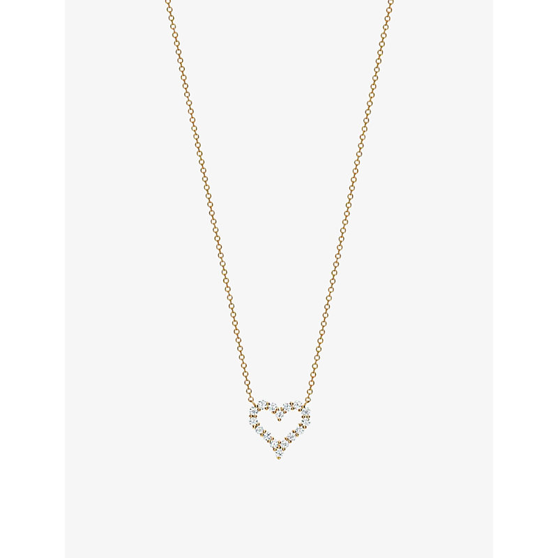 Tiffany & Co Womens Gold Hearts 18ct Yellow-gold And 0.25ct Diamond Melee Pendant Necklace