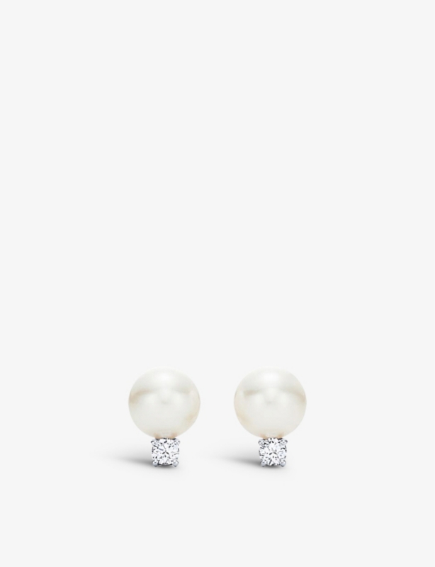 Signature® Pearls large 18ct white-gold and pearl earrings