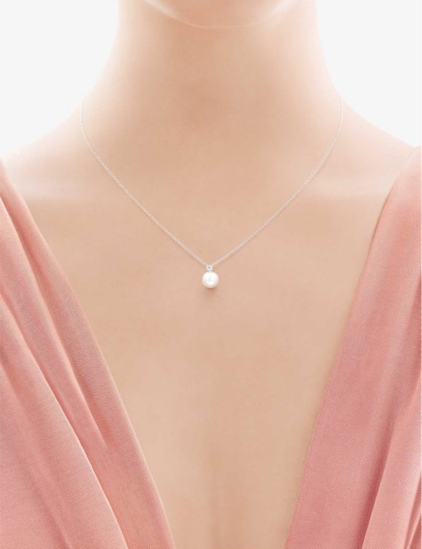Signature® 18ct white-gold, pearl and 0.05ct diamond necklace