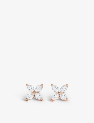 Tiffany & Co Womens Rose Gold Tiffany Victoria® 18ct Rose-gold And 0.64ct Diamond Stud Earrings