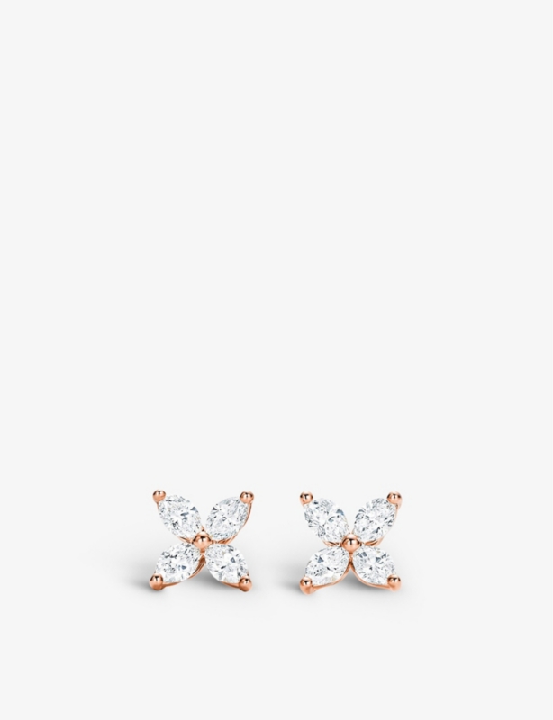 Tiffany Victoria® 18ct rose-gold and 0.64ct diamond stud earrings