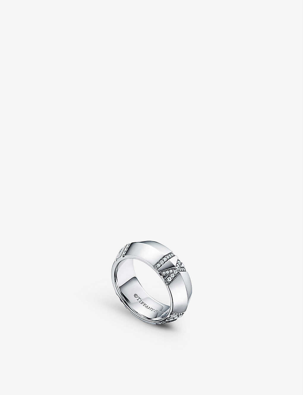 Tiffany & Co Womens White Gold Atlas X Closed 18ct White-gold And 0.2ct Brilliant-cut Diamond Ring