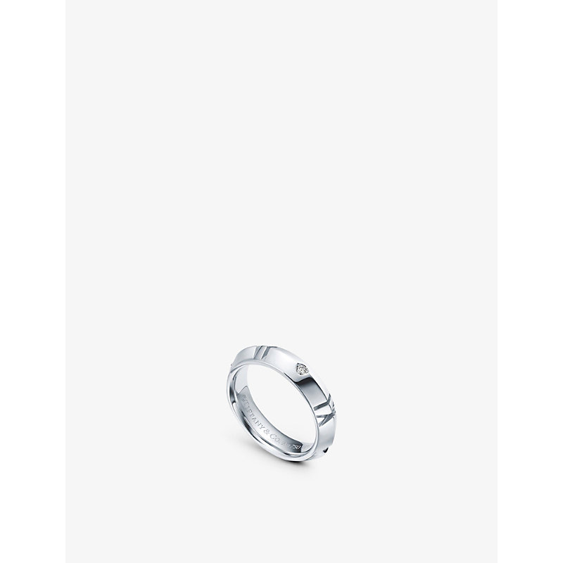 Tiffany & Co Atlas X Closed 18ct White-gold And 0.1ct Brilliant-cut Diamond Ring In White Gold