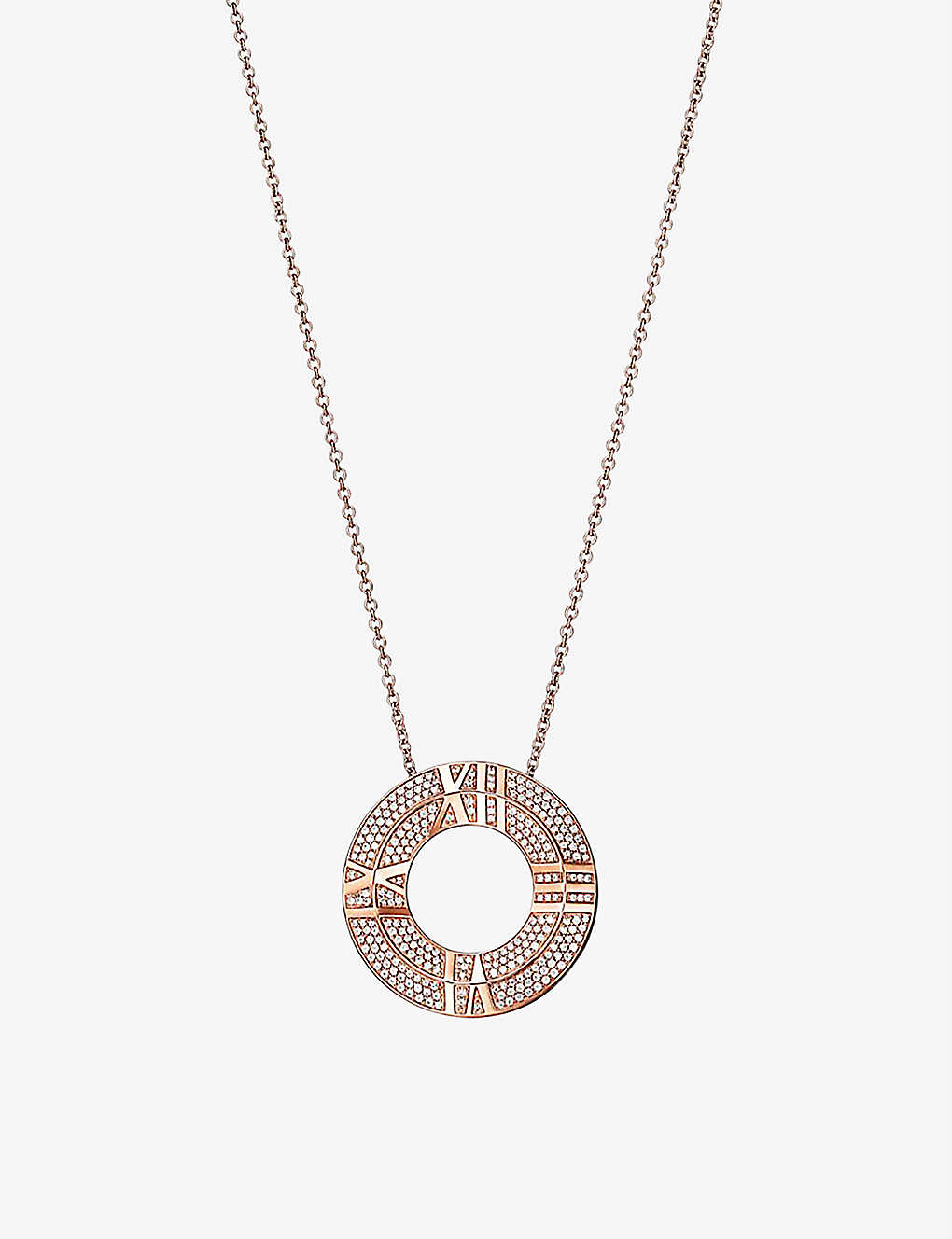 Tiffany & Co Womens Rose Gold Atlas X 18ct Rose-gold And 0.57 Diamond Pendant Necklace