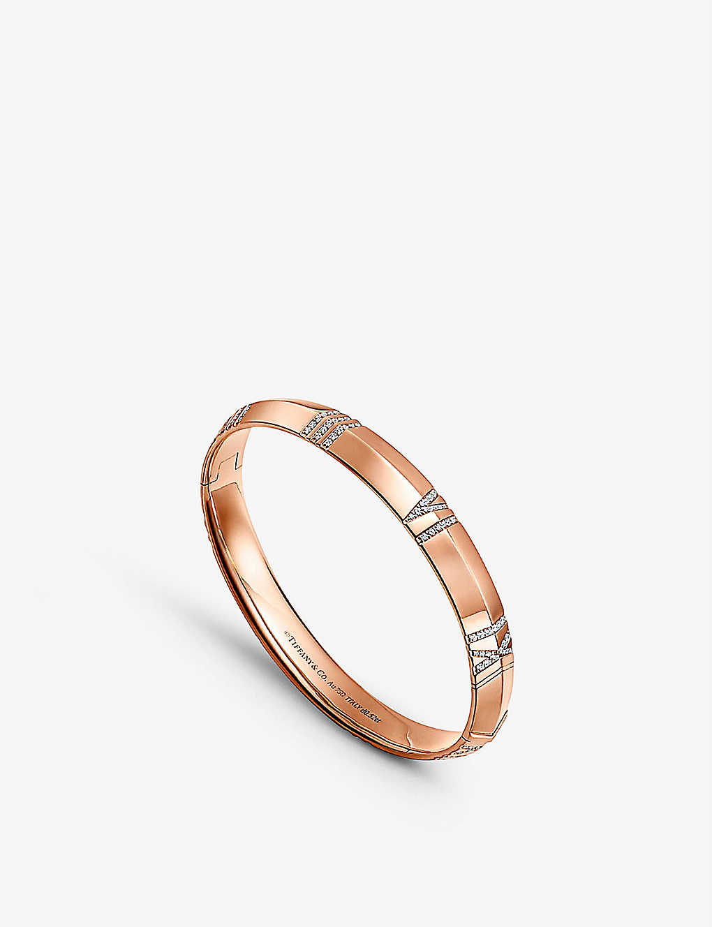Tiffany & Co Womens Rose Gold Atlas® X 18ct Rose-gold And 0.52ct Diamond Wide Bangle