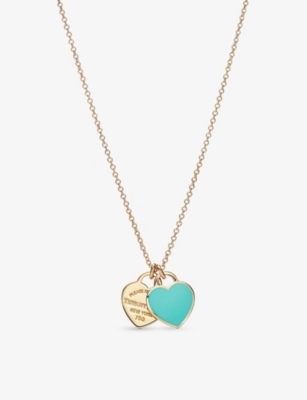 Tiffany & Co Return To Tiffany Double Heart Tag Extra-large 18ct Yellow-gold And Enamel Pendant Necklace