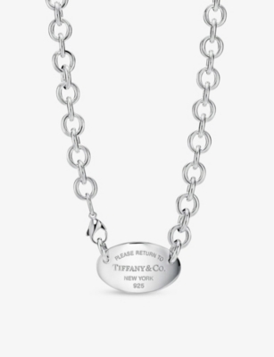 TIFFANY & CO TIFFANY & CO WOMENS SILVER RETURN TO TIFFANY OVAL TAG EXTRA-LARGE STERLING-SILVER PENDANT NECKLACE,46887628