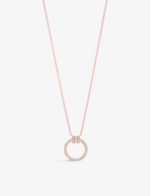 TIFFANY & CO: Tiffany T 18ct rose-gold and 0.08ct diamond pendant necklace