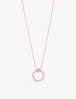 Tiffany & Co Rose Gold Tiffany T 18ct Rose-gold And 0.08ct Diamond Pendant Necklace