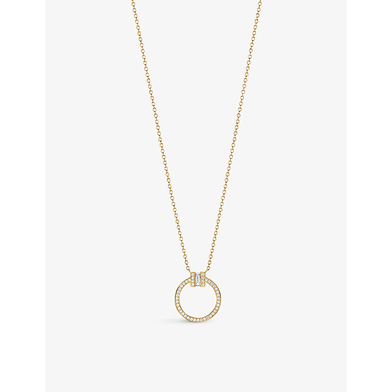 Tiffany & Co Womens Gold Tiffany T Wire 18ct Yellow-gold And 0.8ct Diamond Pendant Necklace