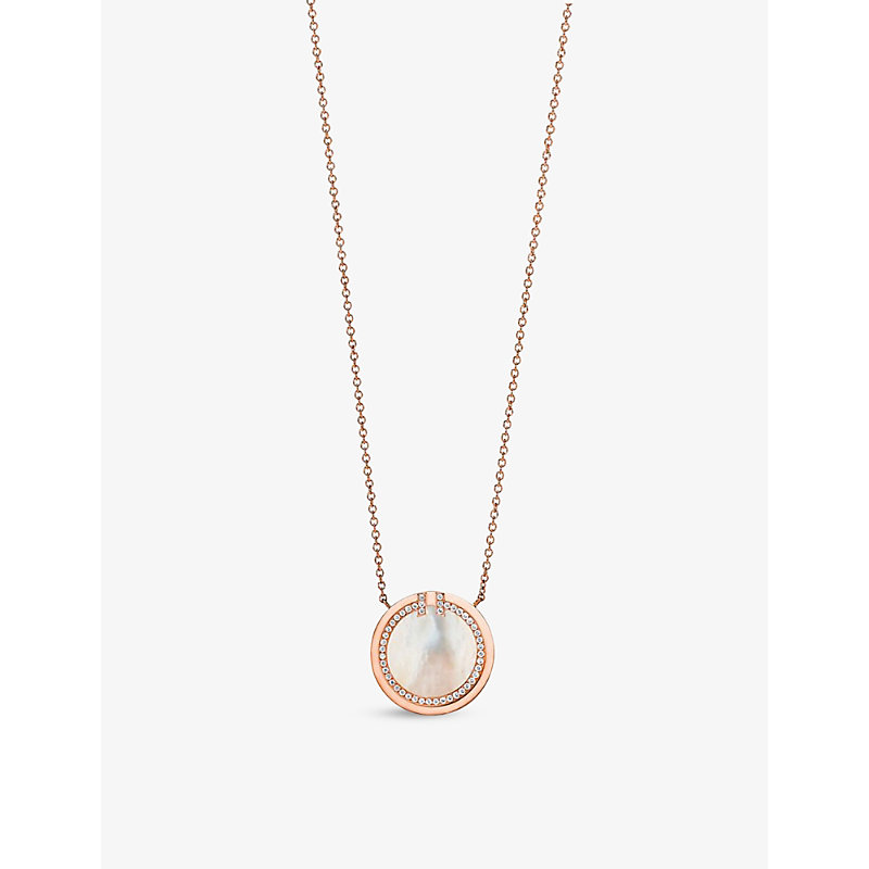 Tiffany & Co Womens Rose Gold Tiffany T Circle 18ct Rose-gold, Mother-of-pearl And 0.05ct Diamond Pe