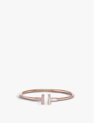 Tiffany T Wire Bracelet in Rose Gold with Mother-of-pearl