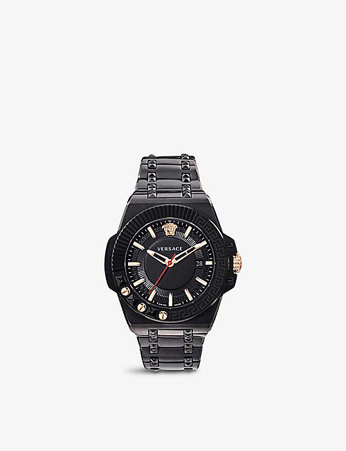 VERSACE: VEDY00719 Chain Reaction stainless-steel and PVD quartz watch