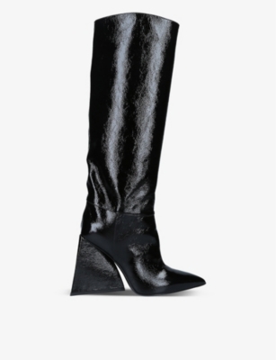 ATTICO Giza leather heeled knee high boots Selfridges