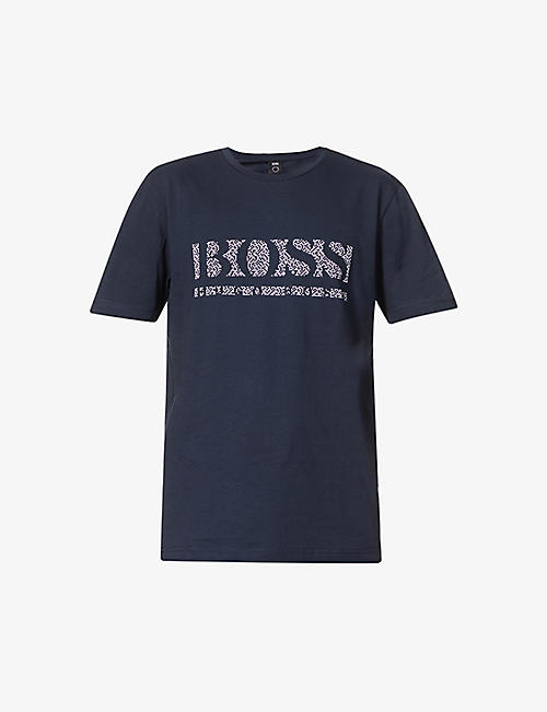 BOSS: Logo print short-sleeved cotton T-shirt