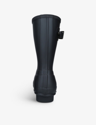 Hunter Original Short Adjustable Back Gloss Waterproof Rain Boot In Black