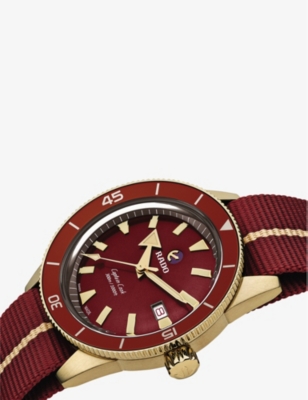Shop Rado Men's Burgandy R32504407 Captain Cook Automatic Bronze And Textile Watch
