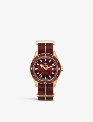 Shop Rado Men's Burgandy R32504407 Captain Cook Automatic Bronze And Textile Watch