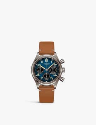 LONGINES: L28161932 Avigation Bigeye titanium and leather automatic watch