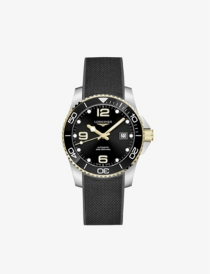 Longines L37813569 Hydroconquest Stainless Steel And Rubber Automatic Watch In Black