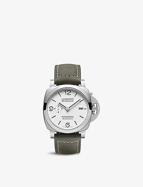 PANERAI: PAM01314 Luminor leather and stainless-steel automatic watch