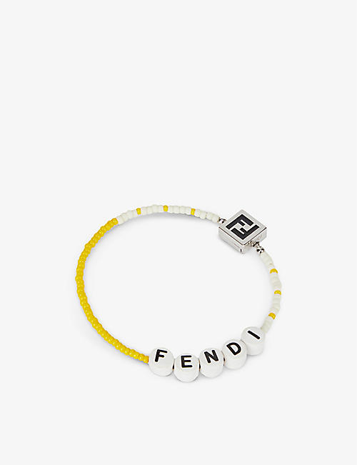 FENDI: Brand-pattern ceramic and glass bracelet