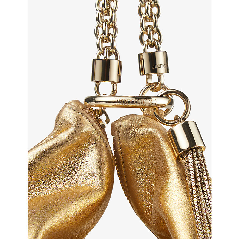 Shop Jimmy Choo Women's Gold Callie Metallic Leather Clutch
