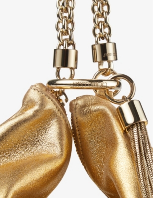 JIMMY CHOO: Callie metallic leather clutch