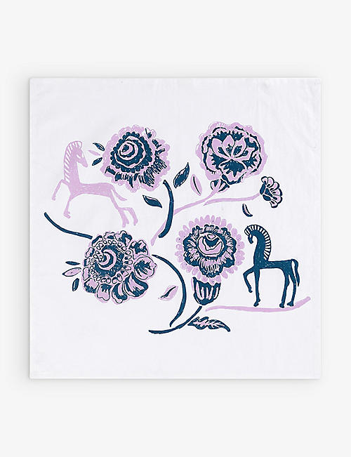 ANNA + NINA: Flower Parade floral-embroidered cotton napkin 46cm x 46cm
