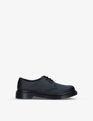 Shop Dr. Martens' Dr Martens Boys Black Kids 1461 Mono Three-eyelet Leather Shoes