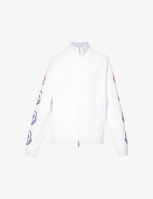 MONCLER: Brand-print tapered cotton-jersey jacket