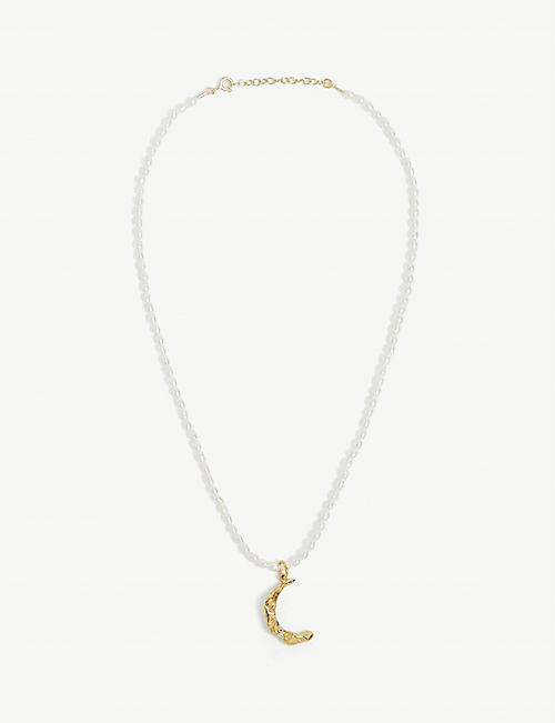 HERMINA ATHENS: Melies moon yellow gold-plated and pearl necklace