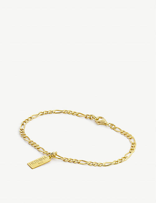 HERMINA ATHENS: Yellow gold-plated sterling-silver tag pendant bracelet