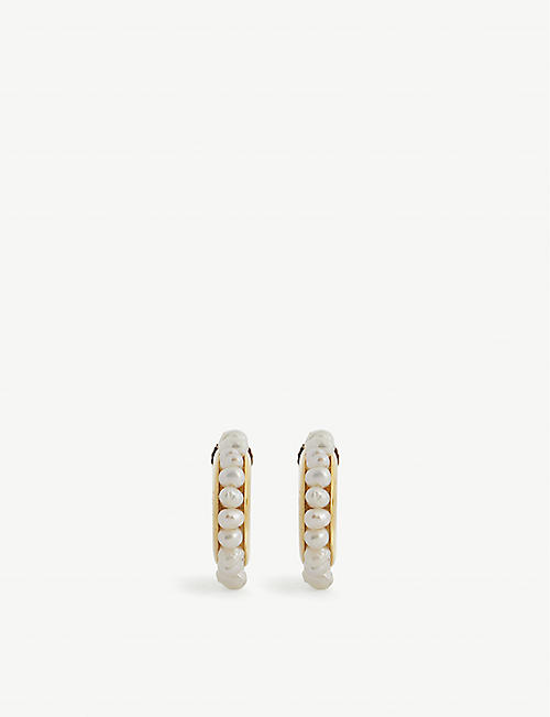 HERMINA ATHENS: Luna yellow gold-plated sterling silver and pearl earrings