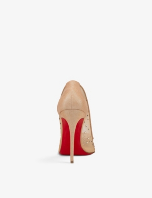 Christian Louboutin Follies 100 Crystal-embellished Mesh And Metallic Leather Pumps In Version Light Silk
