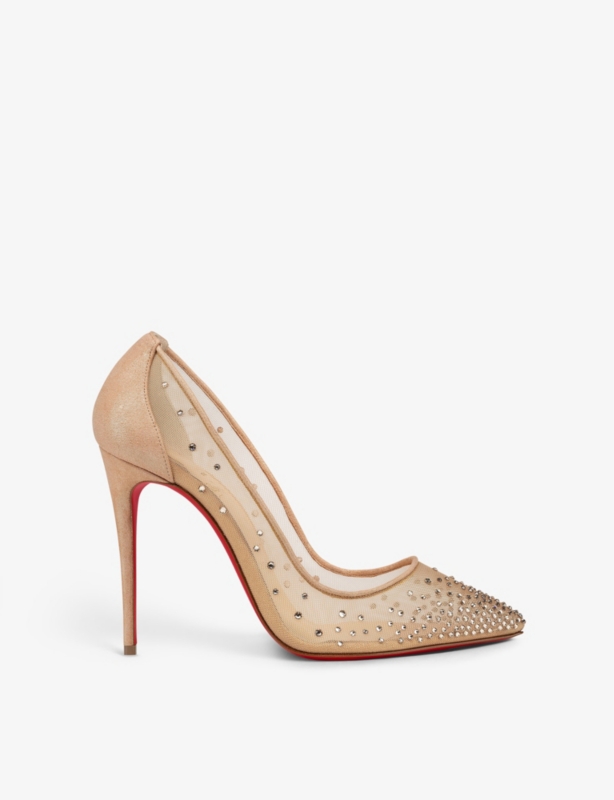 Follies Strass 100 Suede/Calf Mesh Pumps
