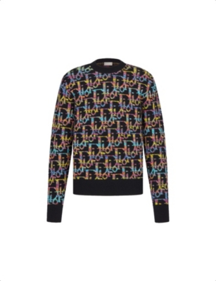 DIOR Dior Oblique embroidered wool jumper Selfridges