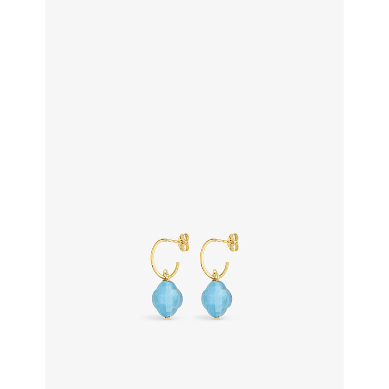Shop The Alkemistry Womens Turquoise Morganne Bello Victoria 18ct Yellow-gold And Turquoise Earrings