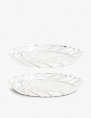HAY: Spin striped glass saucer 11cm set of two