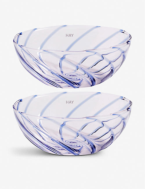 HAY: Spin striped glass bowl 8.5cm set of two