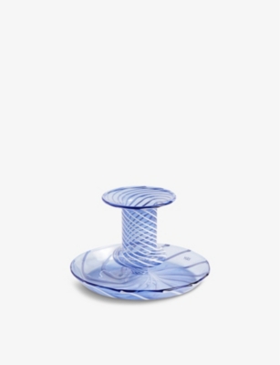 HAY: Flare Stripe glass candle holder 11cm