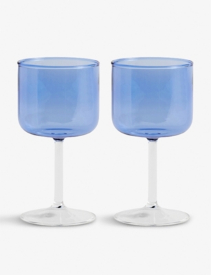 Hay Tinted Borosilicate-glass Wine Glasses Set Of Two In Blue