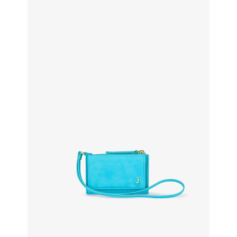 Le Porte Pichoto Branded Leather Cardholder In Blue
