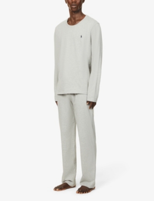 Shop Polo Ralph Lauren Men's Andover Heather Logo-embroidered Cotton-jersey Pyjama Bottoms