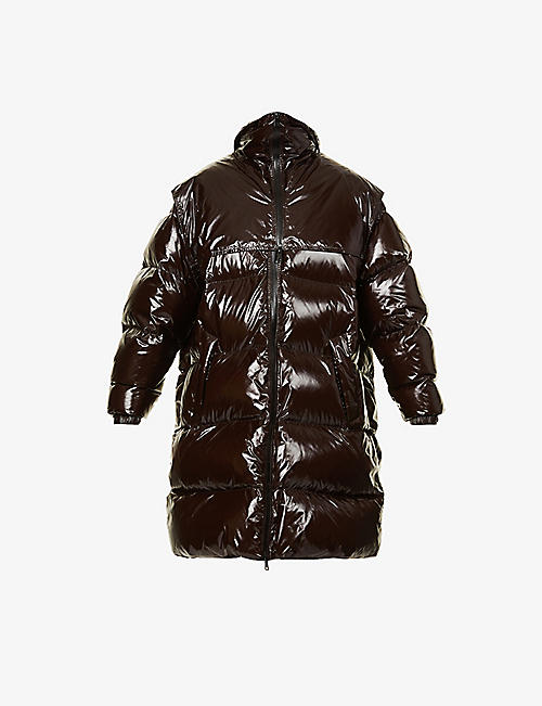 BOTTEGA VENETA: Hooded patent shell-down parka coat