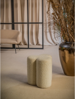 POLS POTTEN: Clover upholstered bouclé stool 45cm
